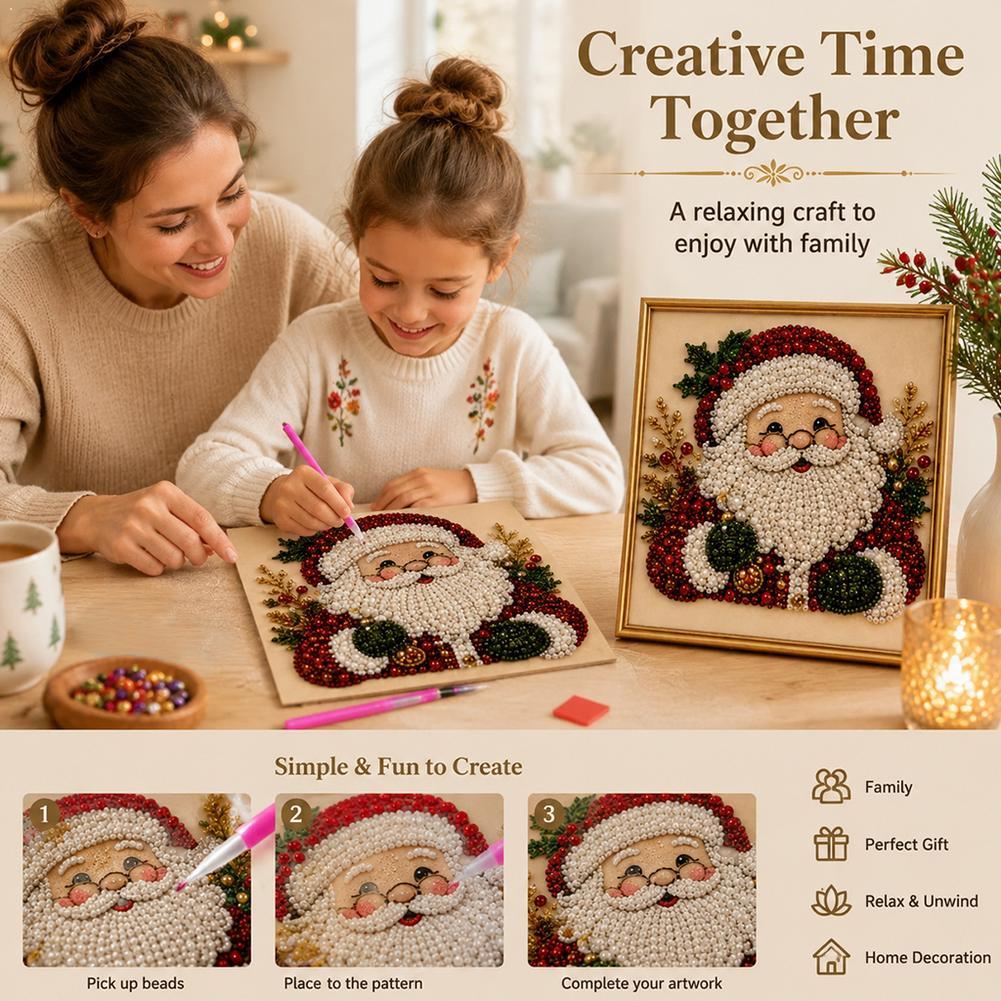 Embroidery Wall Art - Christmas Santa Claus Pearl Art DIY