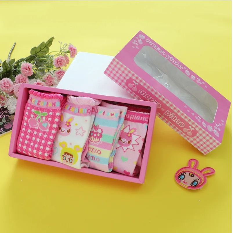 Embroidery On Socks - Japanese Cartoon Cute Sweet Love Rabbit