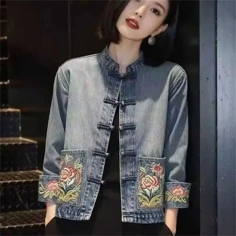 Embroidery Jeans - Spring Autumn Beautiful Embroidered Cowboy Coat