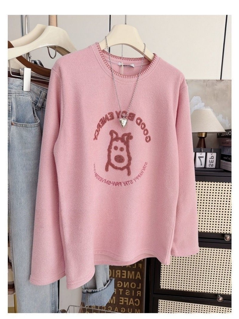 Embroidery Letter N - Korean Cartoon Letter Embroidery T-irt Oversize