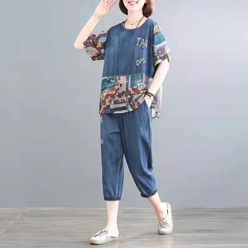 Embroidery Jeans - 5XL Summer Women's Jeans Sets Spring