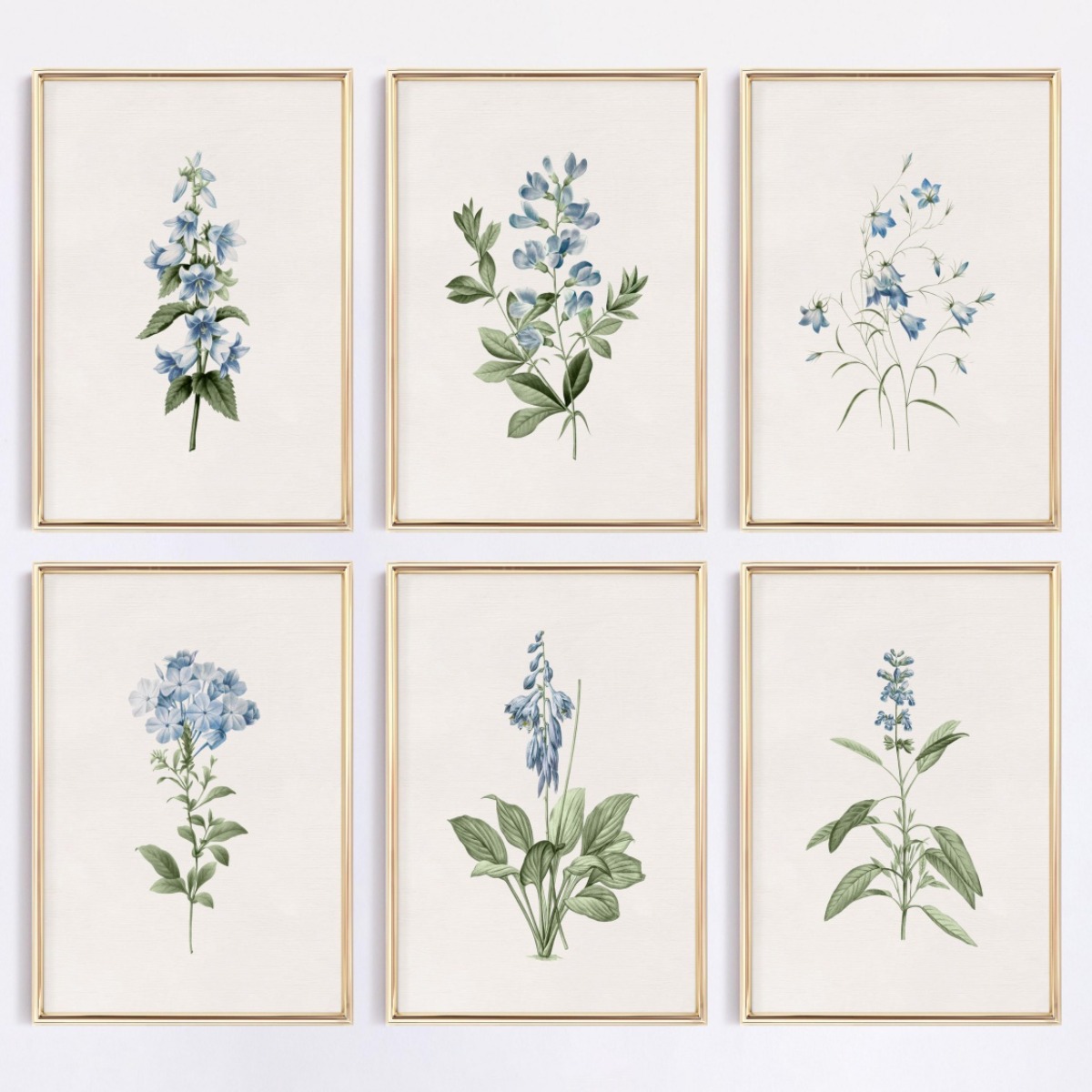 Embroidery Wall Art - 1pcs Blue Wildflower Botanical Canvas Print