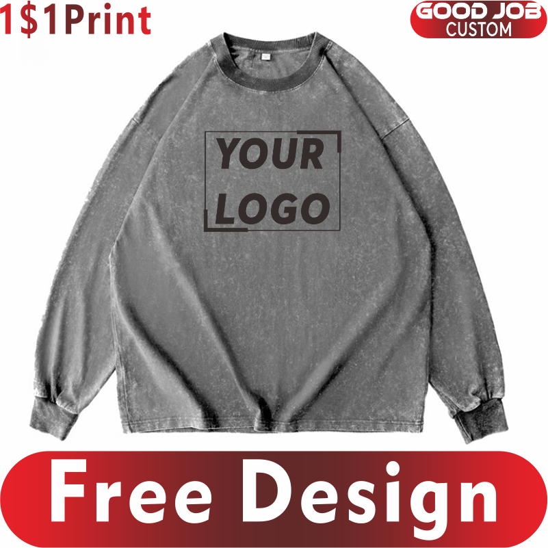 Embroidery Design Logo - Custom T-shirts Vintage Long Sleeve shirts