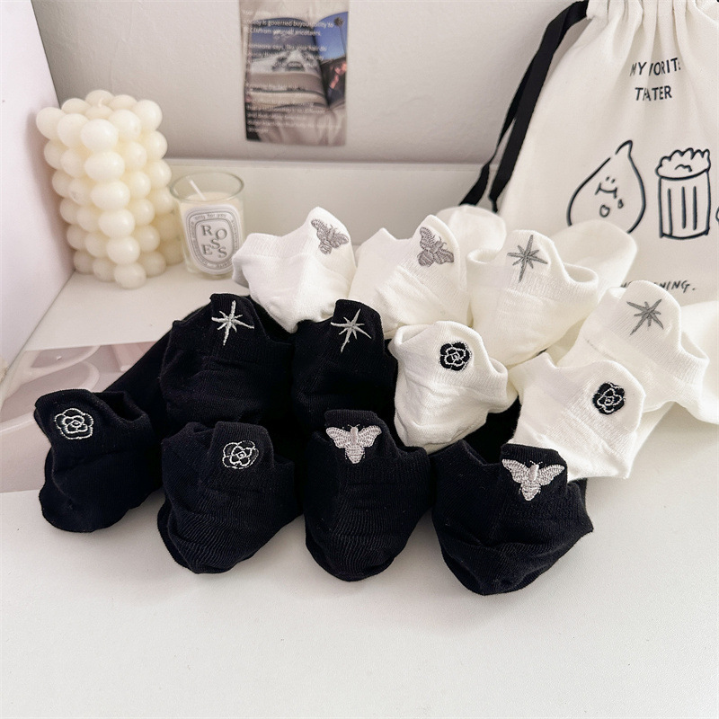 6 Pair Luxury Brand Women Sock - Embroidery On Socks review and price