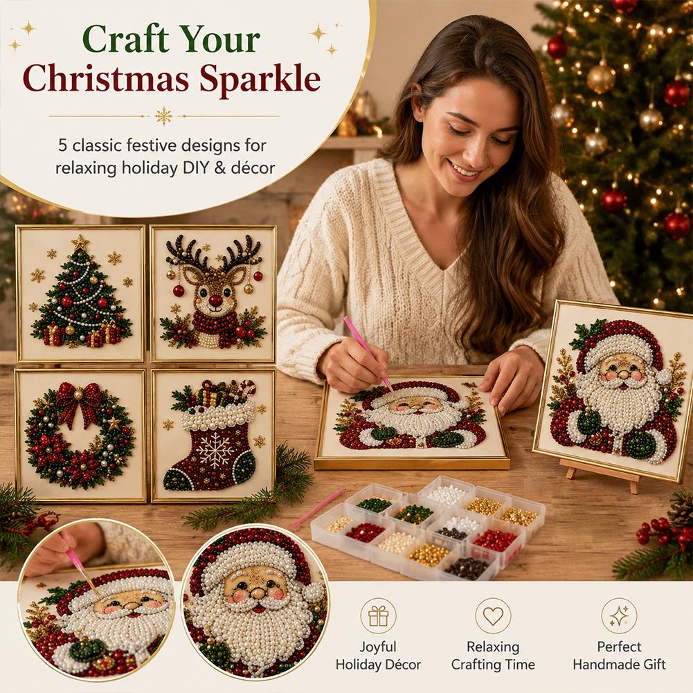 Christmas Santa Claus Pearl Ar - Embroidery Wall Art review and price