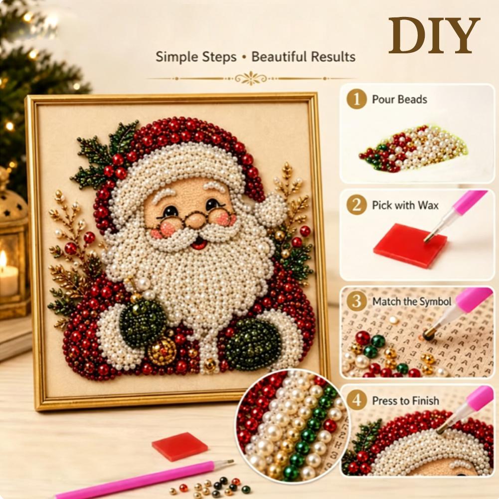Christmas Santa Claus Pearl Ar - Embroidery Wall Art review and price