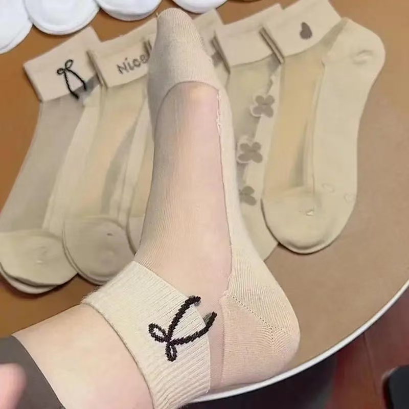 Women's Sheer Ice Silk Polyest - Embroidery On Socks review and price