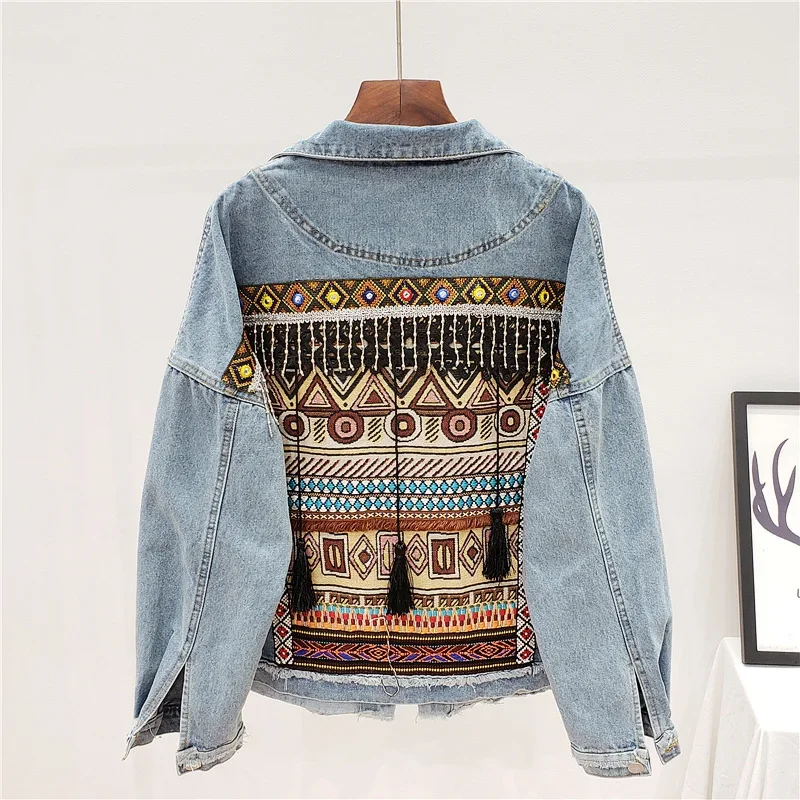 Embroidery Tassel Denim Jacket - Embroidery Jeans review and price