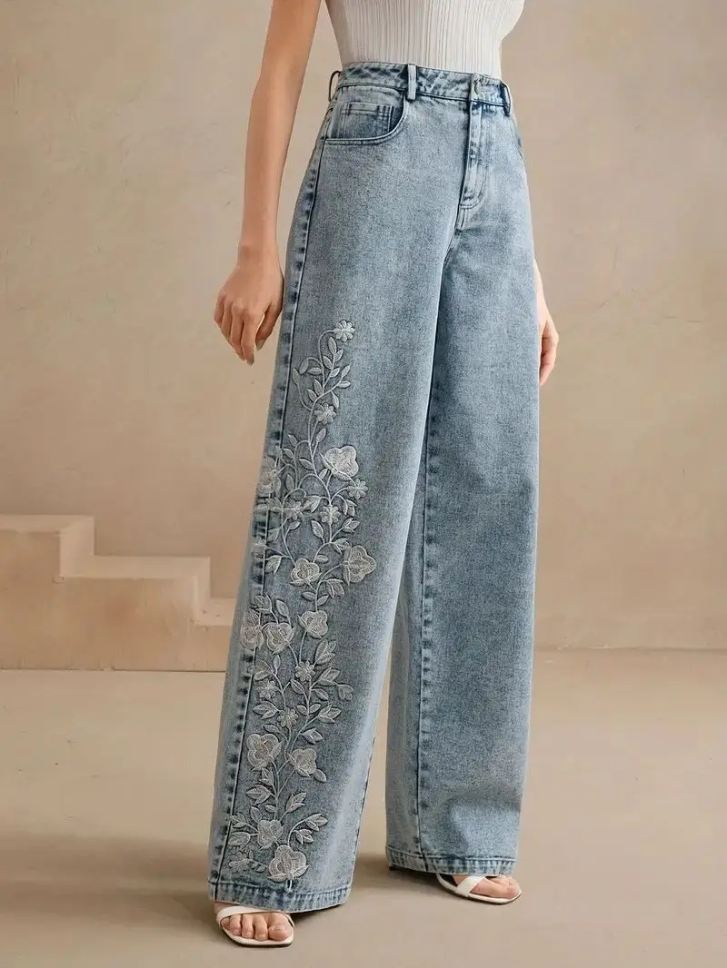 Women's Plus Size Y2K Straight - Embroidery Jeans review and price