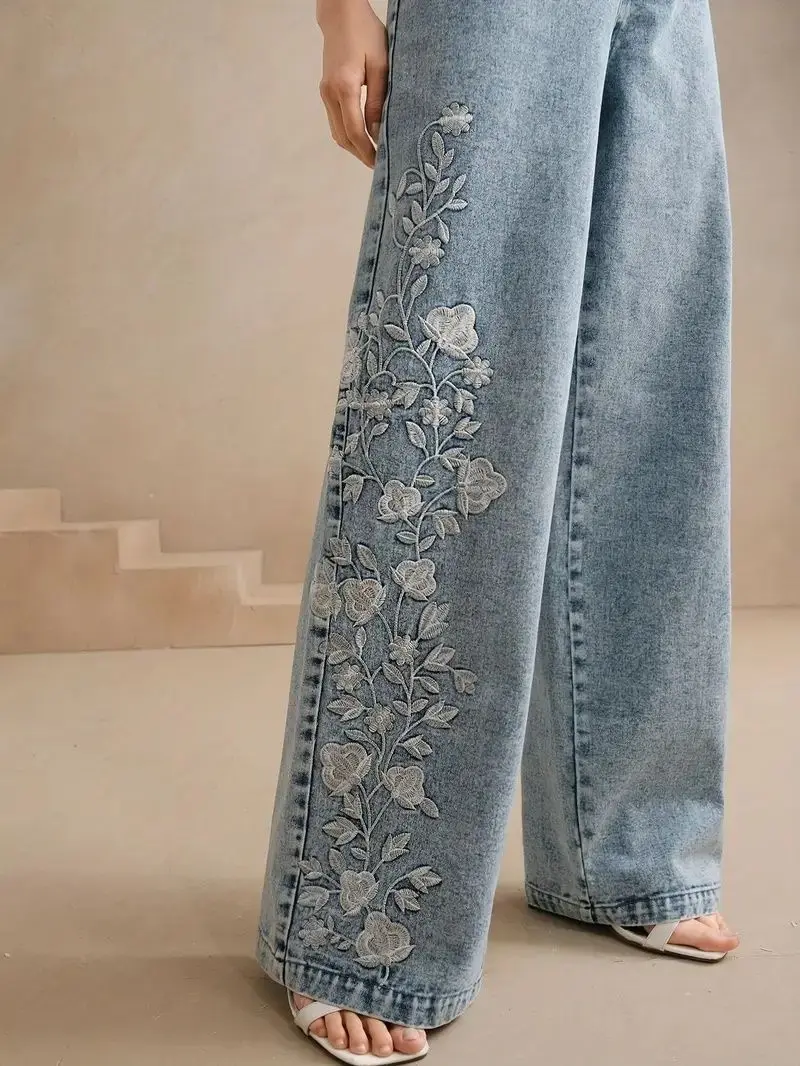 Women's Plus Size Y2K Straight - Embroidery Jeans review and price
