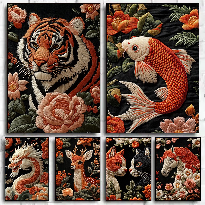 1PC Embroidery Style Art Anima - Embroidery Wall Art review and price