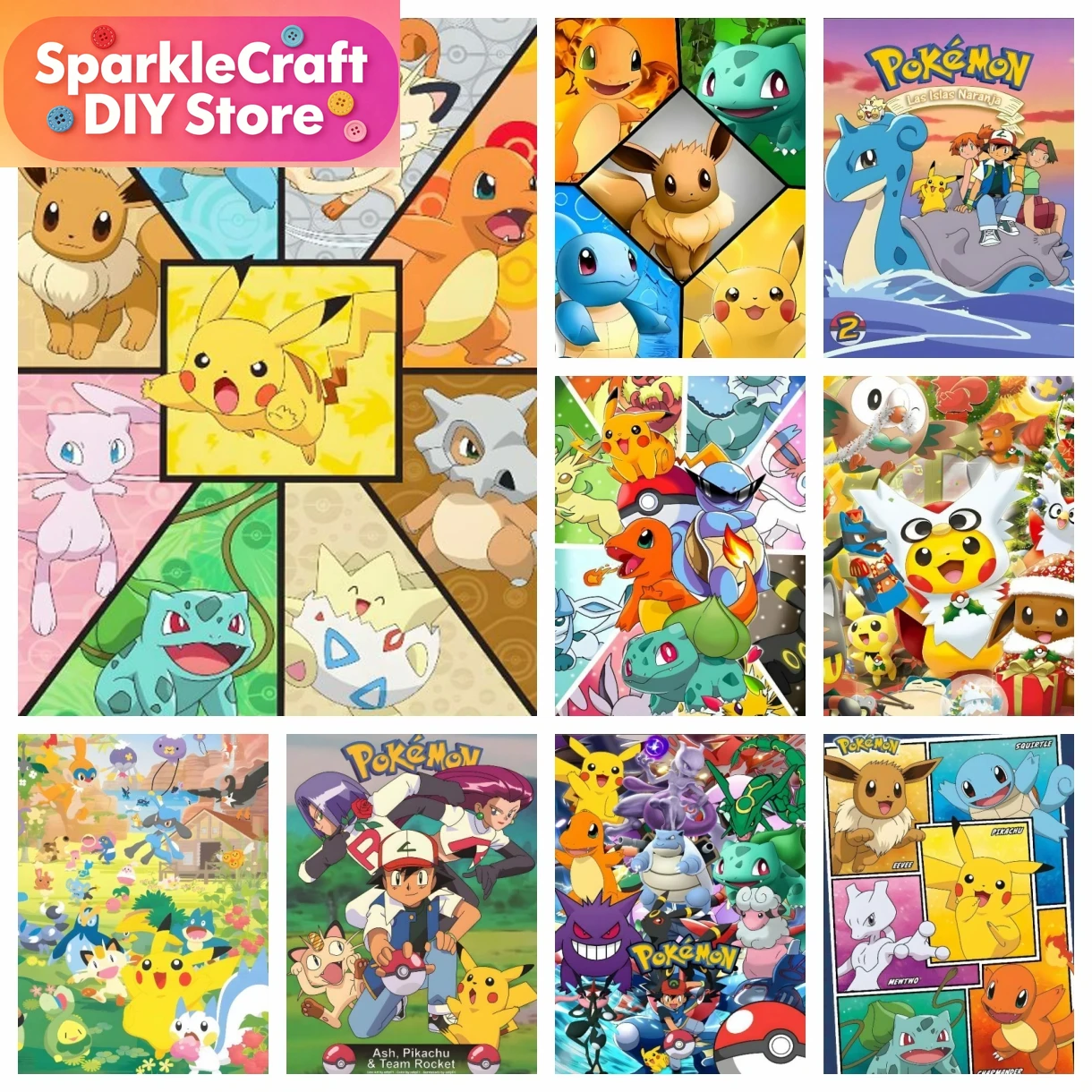 1pc frameless Cartoon Pokemon  - Embroidery H&M review and price