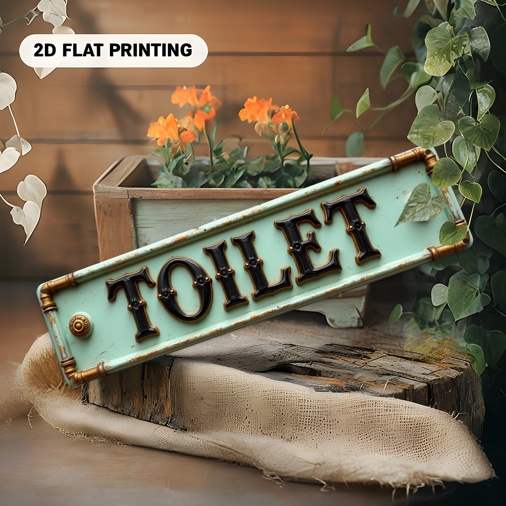 2D Flat, Vintage Toilet Sign - - Embroidery Wall Art review and price