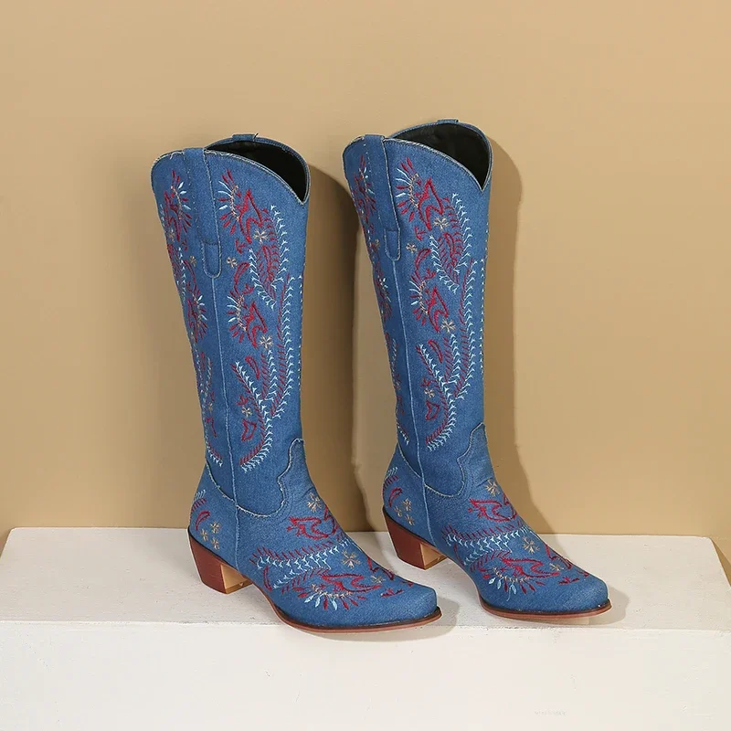 Blue Denim Western Cowgirl Kne - Embroidery Jeans review and price