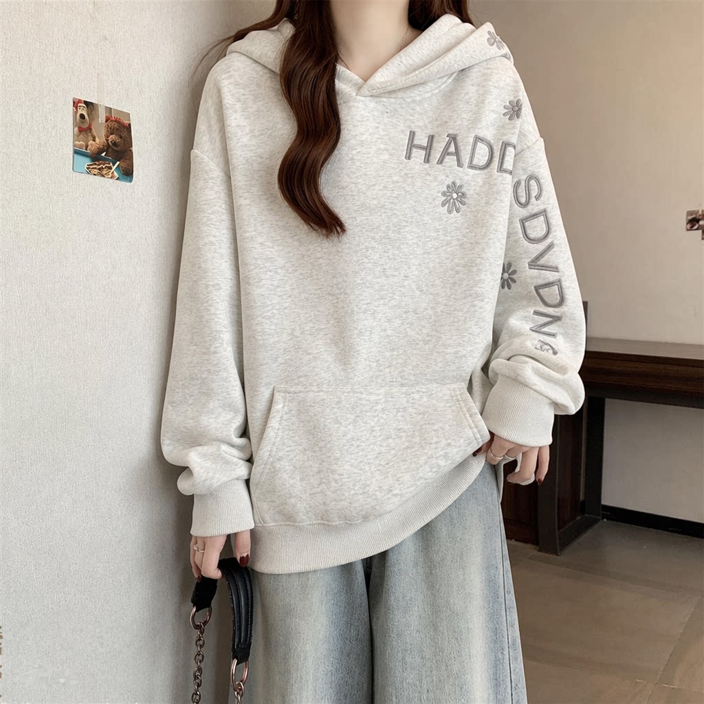Solid Color Women's Hoodie Fas - Embroidery Letter N review and price